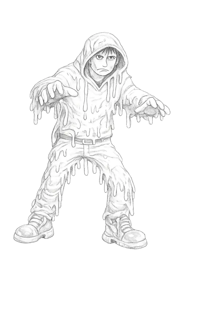 Pencil illustration of the mysterious Sludge